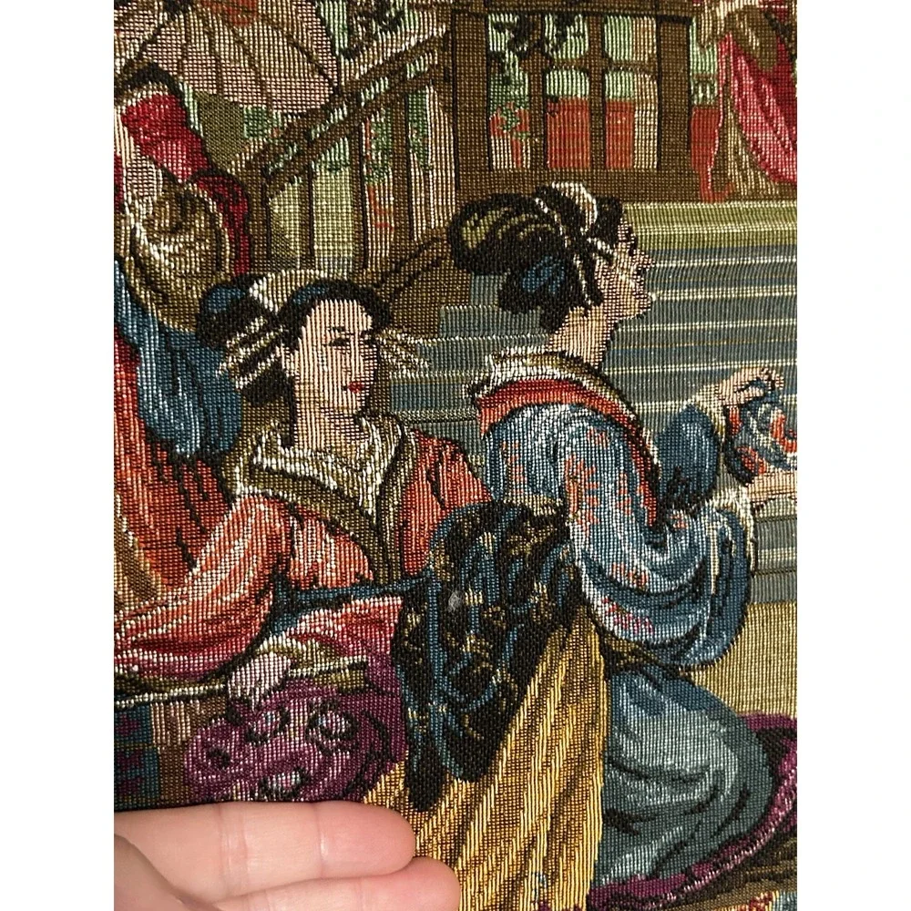 Vintage Japanese Geisha Theme Woven Tapestry GOBELINS Collection Belgium 20x19
